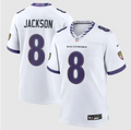 Baltimore Ravens #8 Lamar Jackson — Maillot Football Blanc