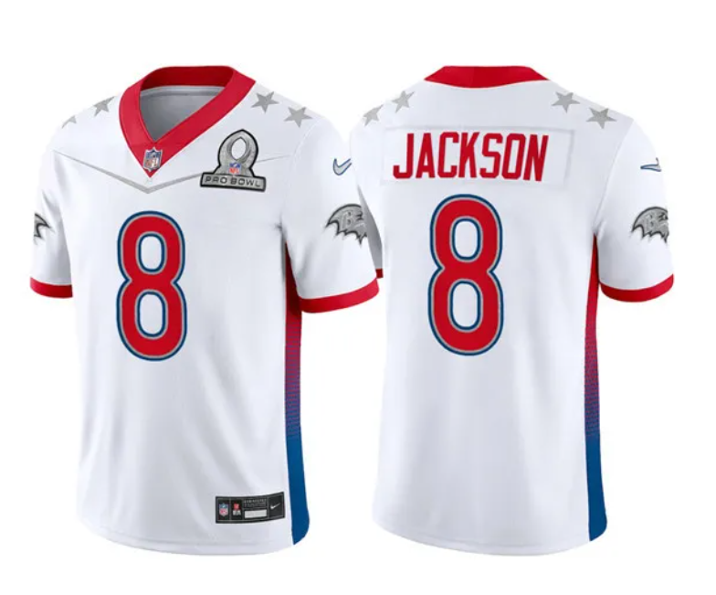 Baltimore Ravens #8 Lamar Jackson — Maillot Pro Bowl AFC 2022 Blanc