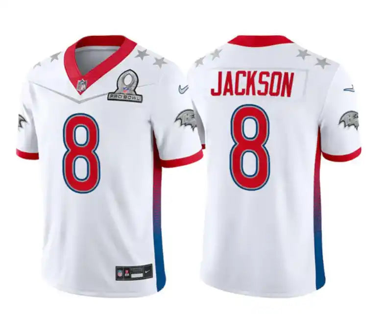 Baltimore Ravens #8 Lamar Jackson — Maillot Pro Bowl AFC 2022 Blanc