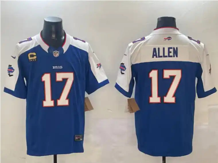 Buffalo Bills #17 Josh Allen — Maillot Bicolore Bleu/Blanc