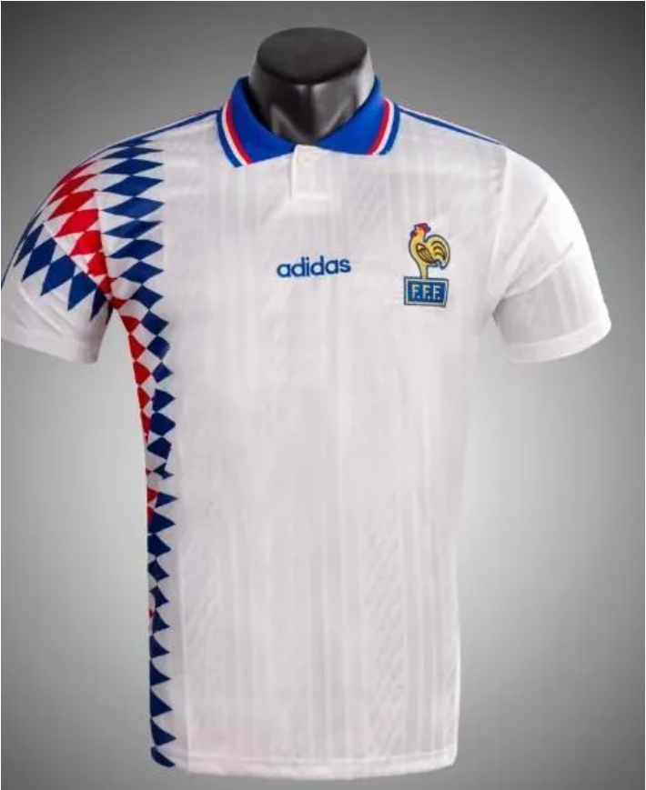 France National Football Team 1994 Retro Away Jersey — White Diamond (Adidas)