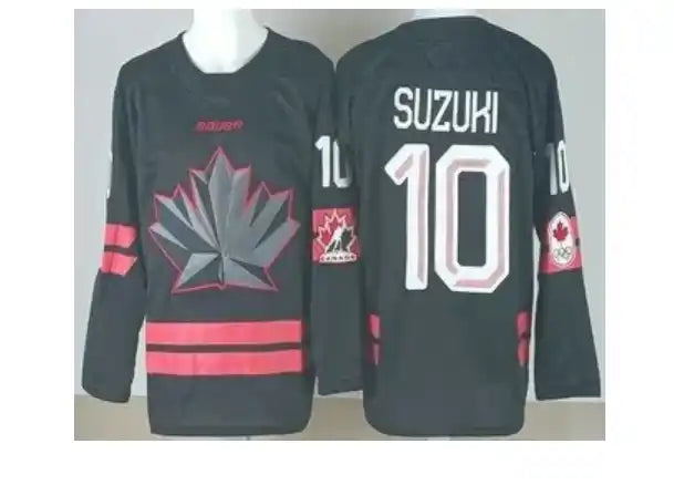 Maillot Olympique Canada #10 Nick Suzuki – Noir Authentique 2026