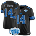 Men's Detroit Lions #14 Amon-Ra St. Brown Black 2024 NFC North Champions F.U.S.E. Vapor Limited Stitched Jersey