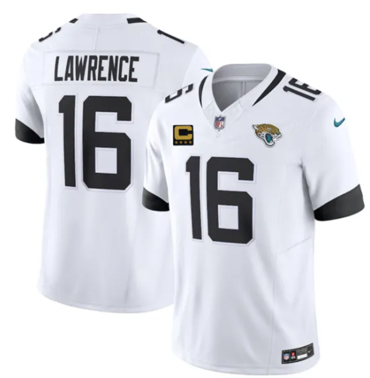 Men's Jacksonville Jaguars #16 Trevor Lawrence White 2025 Football Jersey