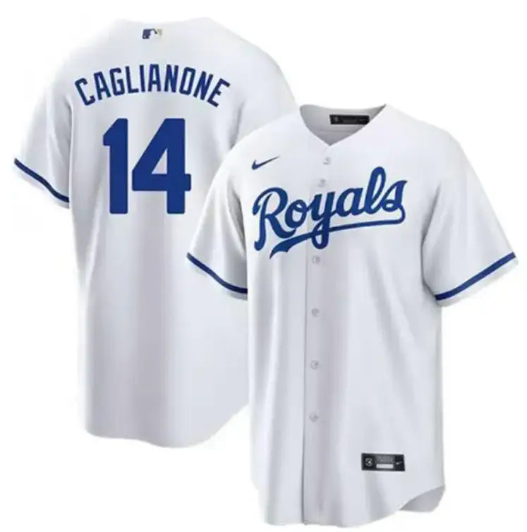 Men's Kansas City Royals #14 Jac Caglianone White Cool Base Stitched Baseball Jersey