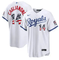 Men's Kansas City Royals #14 Jac Caglianone White USA 250 Fourth of July Home Stadium Jersey