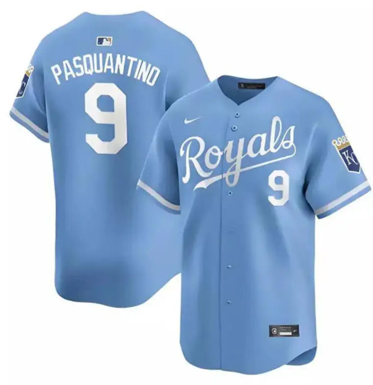 
Men's Kansas City Royals #9 Vinnie Pasquantino Light Blue Alternate Limited Stitched Baseball Jersey
