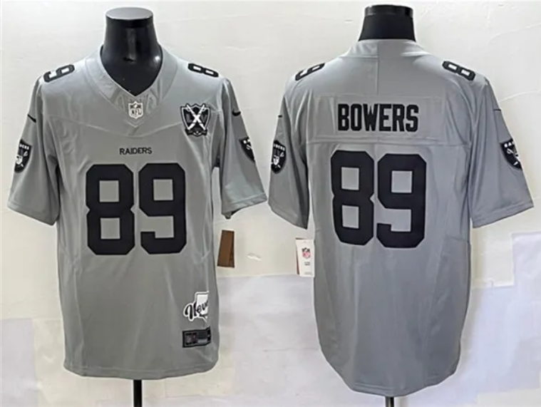 Men's Las Vegas Raiders #89 Brock Bowers Gray 2024 Football Jersey