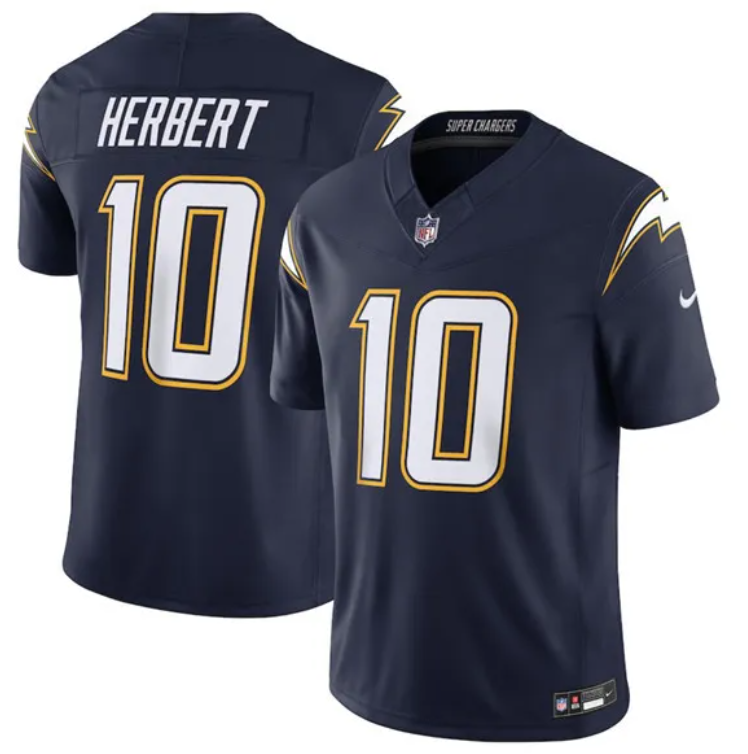 Men's Los Angeles Chargers #10 Justin Herbert Navy 2025 F Jersey