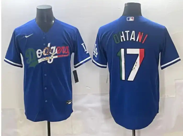 Men's Los Angeles Dodgers #17 Shohei Ohtani Blue Mexico Stitched Jersey
