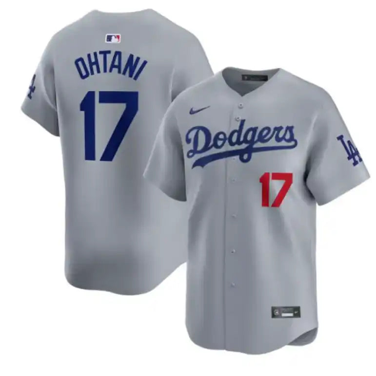 Men's Los Angeles Dodgers #17 Shohei Ohtani Gray Cool Base Stitched Baseball Jersey