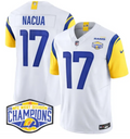 Men's Los Angeles Rams #17 Puka Nacua White 2024 NFC West Champions F Jersey