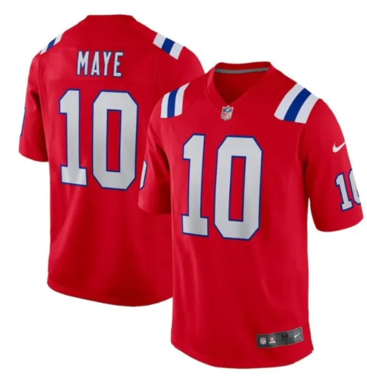 Men's New England Patriots #10 Drake Maye Nike Red Alternate Vapor Limited Jersey