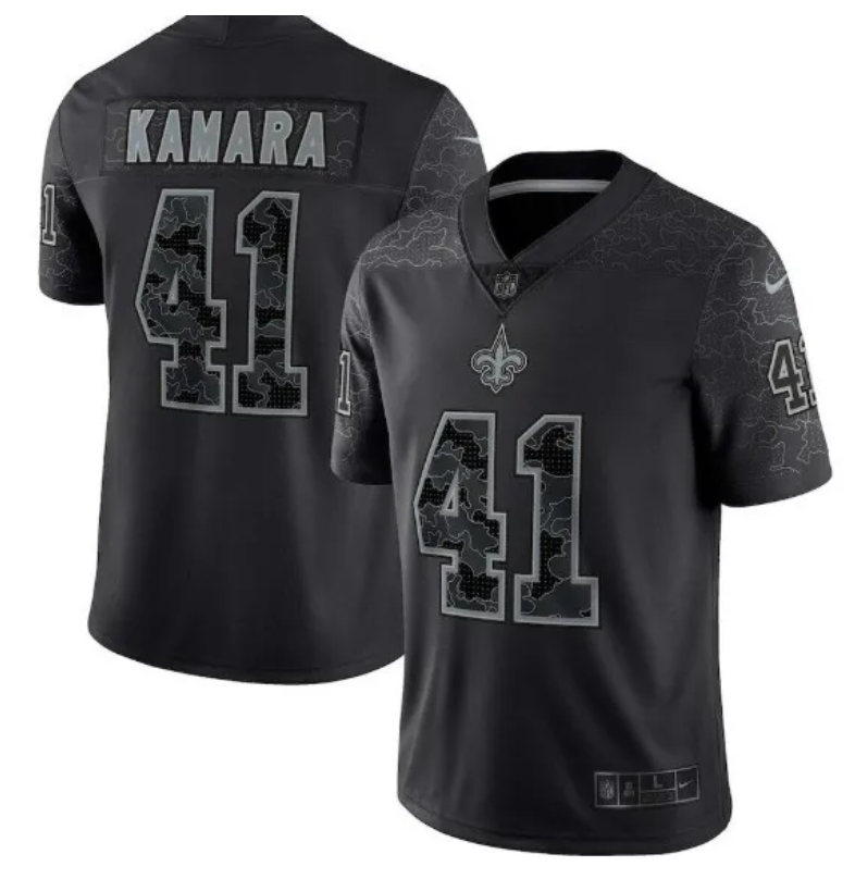 Men's New Orleans Saints #41 Alvin Kamara Black Reflective Limited Stitched Football Jersey
