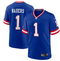 Men's New York Giants #1 Malik Nabers Royal Classic Football Stitched Game Jersey