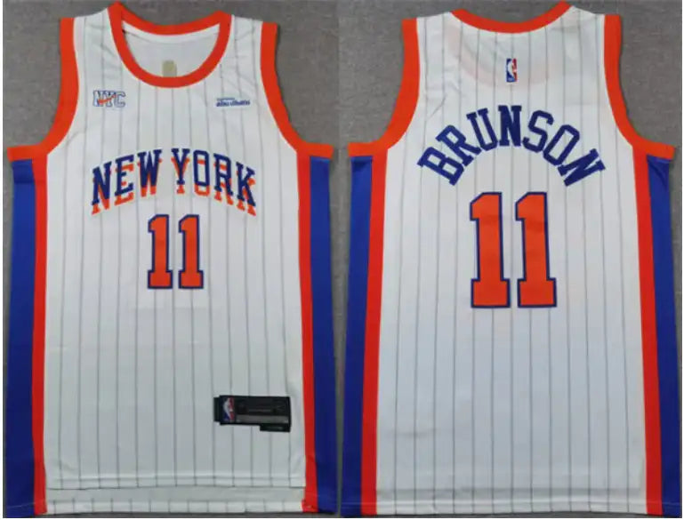 Men's New York Knicks #11 Jalen Brunson White 2024-25 City Edition Stitched Basketball Jersey