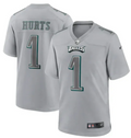 Men's Philadelphia Eagles #1 Jalen Hurts Gray Atmosphere Fashion Stitched Game Jersey