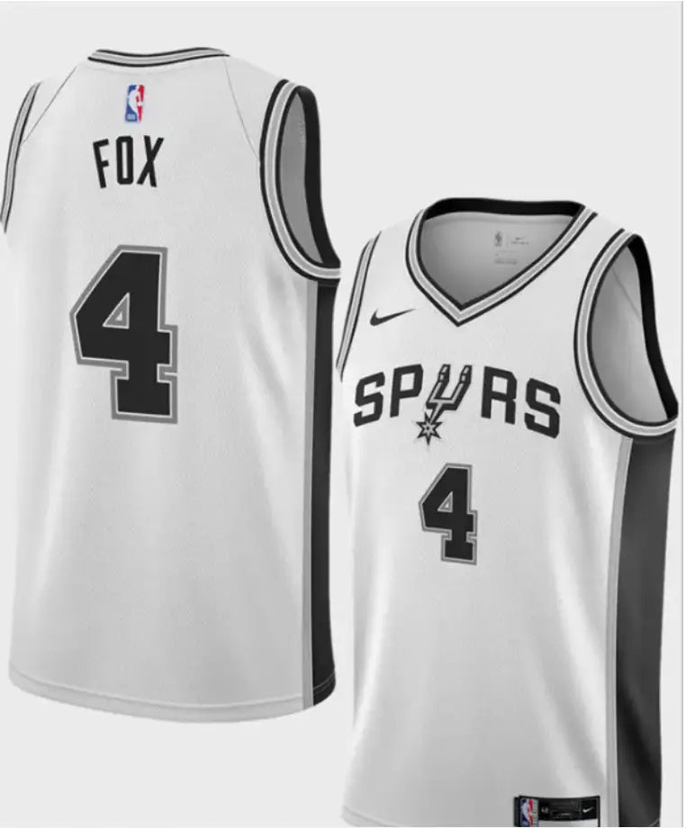 Men's San Antonio Spurs #4 De'Aaron Fox White 2024-25 Association Edition Stitched Basketball Jersey