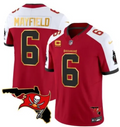 Men's Tampa Bay Buccaneers #6 Baker Mayfield Red White With Florida Patch Gold Trim Vapor Football Stitched Jersey