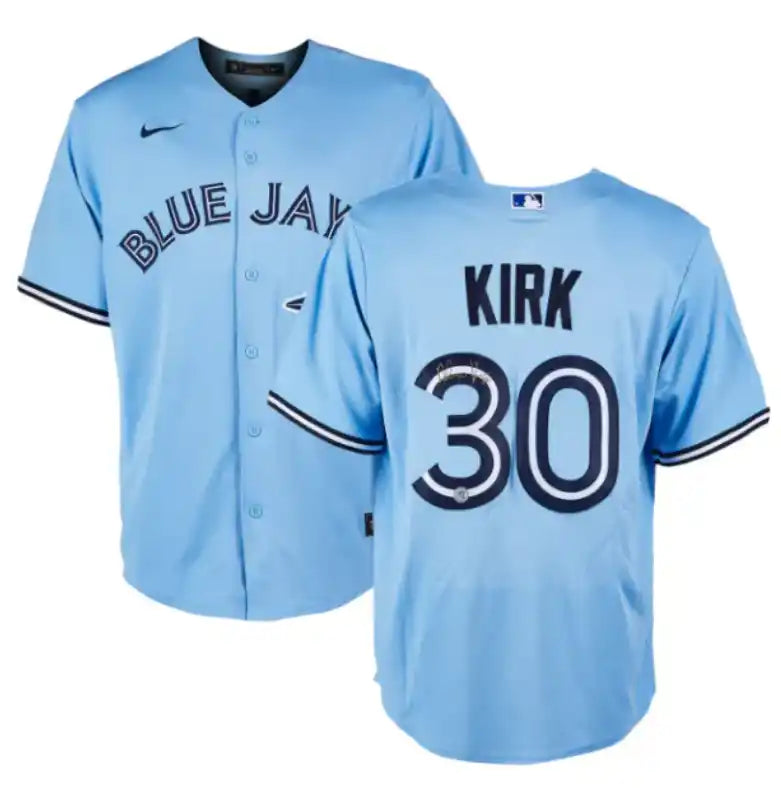 Men's Toronto Blue Jays #30 Alejandro Kirk Light Blue Cool Base Stitched Jersey