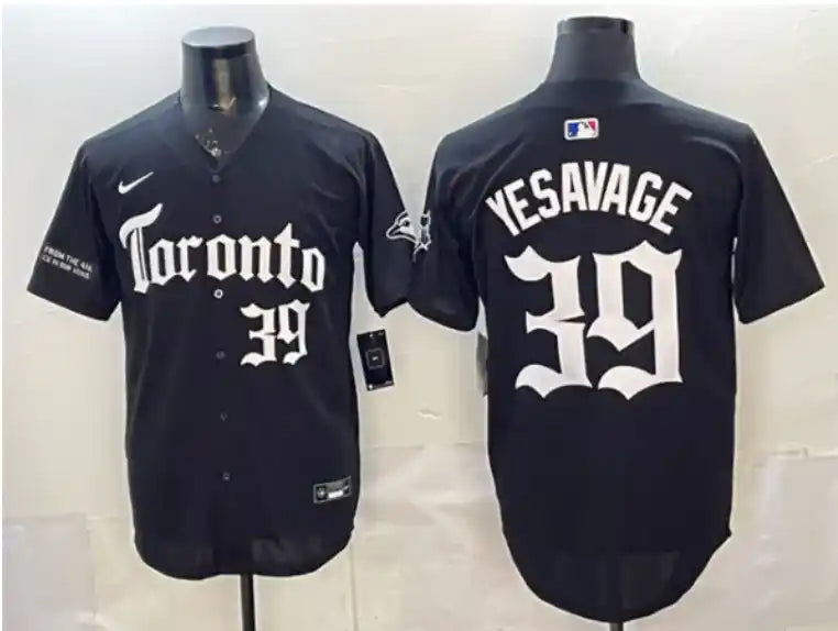Men's Toronto Blue Jays #39 Trey Yesavage Black Gothic North Edition Limited Stitched Baseball Jersey