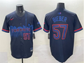 Men's Toronto Blue Jays #57 Shane Bieber Navy 2024 City Connect Limited Stitched Baseball Jersey