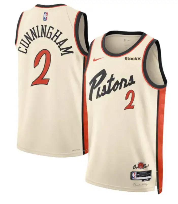 NBA Cade Cunningham #2 Detroit Pistons – City Edition 2024-25 Cream Jersey (Stitched)