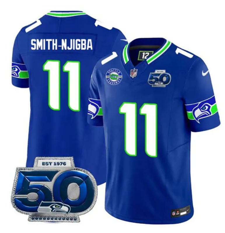 NFL Jaxon Smith-Njigba #11 Seahawks – Nike Throwback Vapor Limited 50th Season (2025)