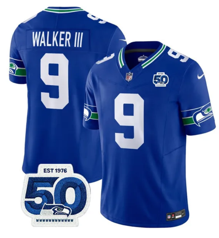 NFL Kenneth Walker III #9 Seahawks – Nike Throwback Vapor Limited 50th Anniversary (2025)