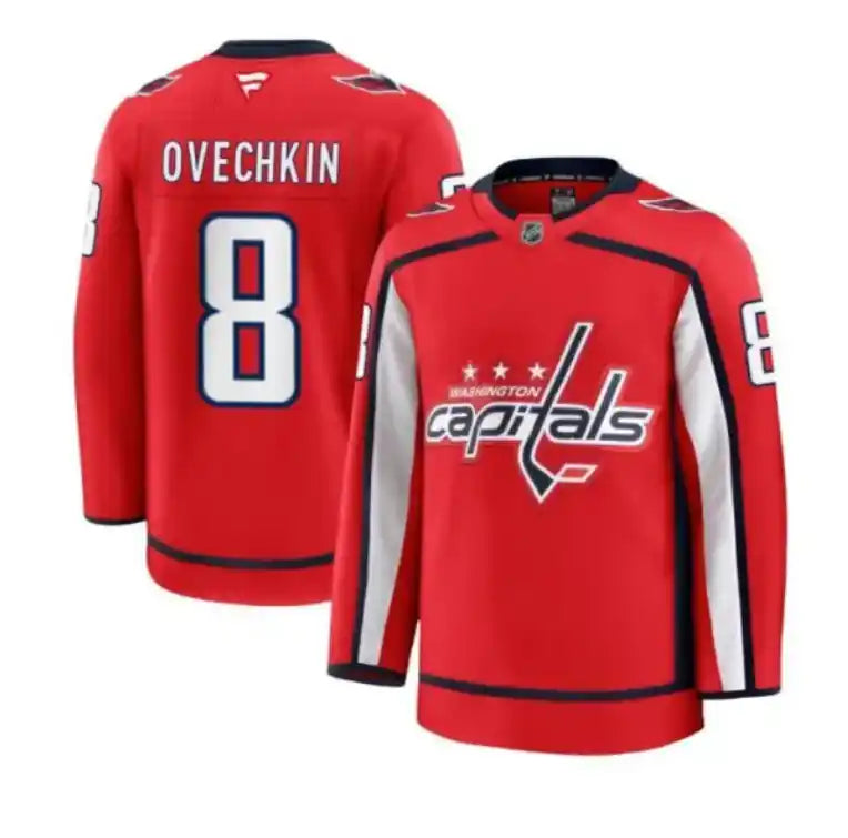 NHL Alexander Ovechkin #8 Washington Capitals – Maillot Rouge Personnalisé (Cousu)
