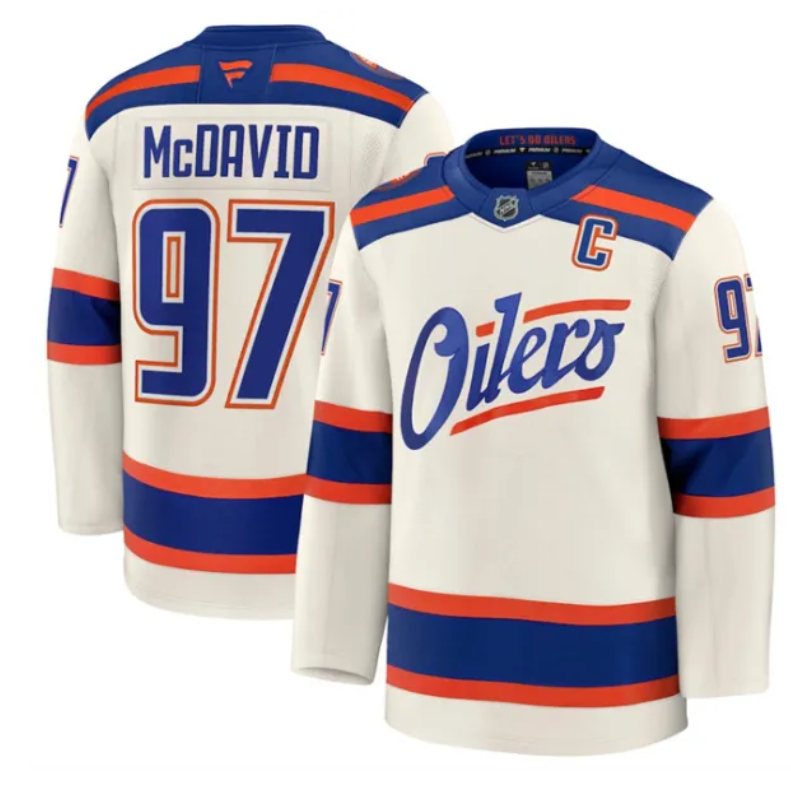 NHL Connor McDavid #97 Edmonton Oilers – Beige Alternate Jersey with C Patch (Stitched)