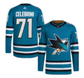San Jose Sharks #71 Macklin Celebrini Teal Adidas NHL Stitched Jersey